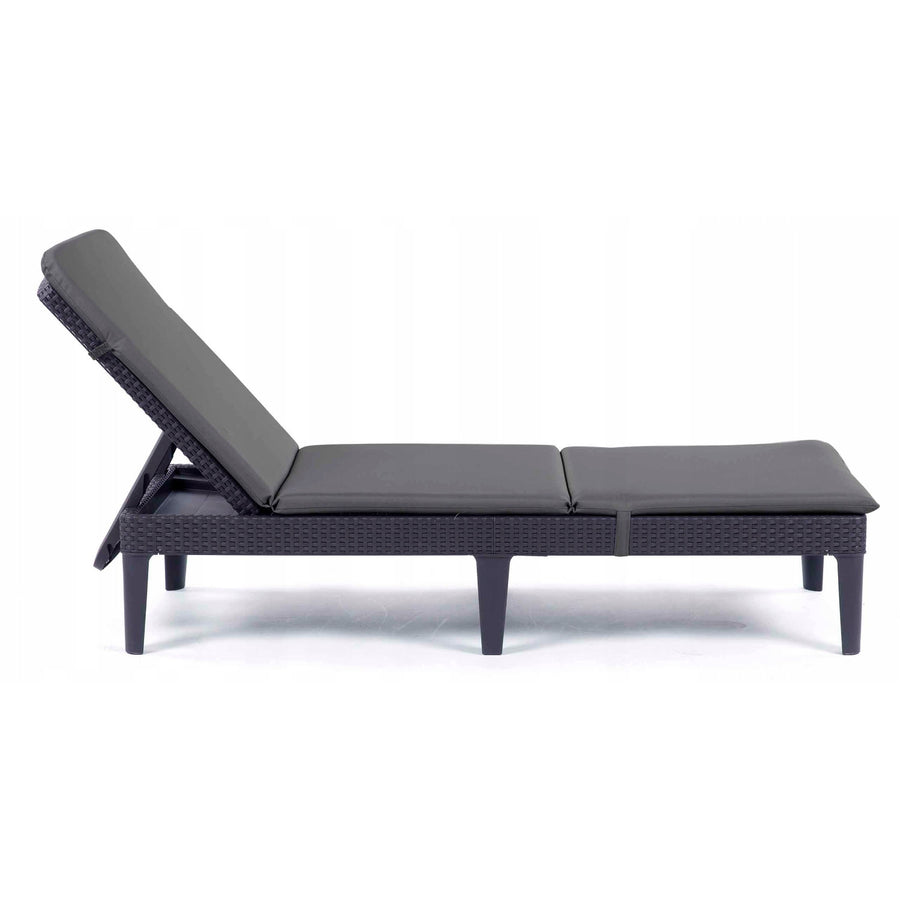 Cojín para tumbona Jaipur, color gris oscuro, tejido S-500, tamaño 190 x 60 cm, dos sistemas de fijación, impermeable, lavable en su totalidad, S-49