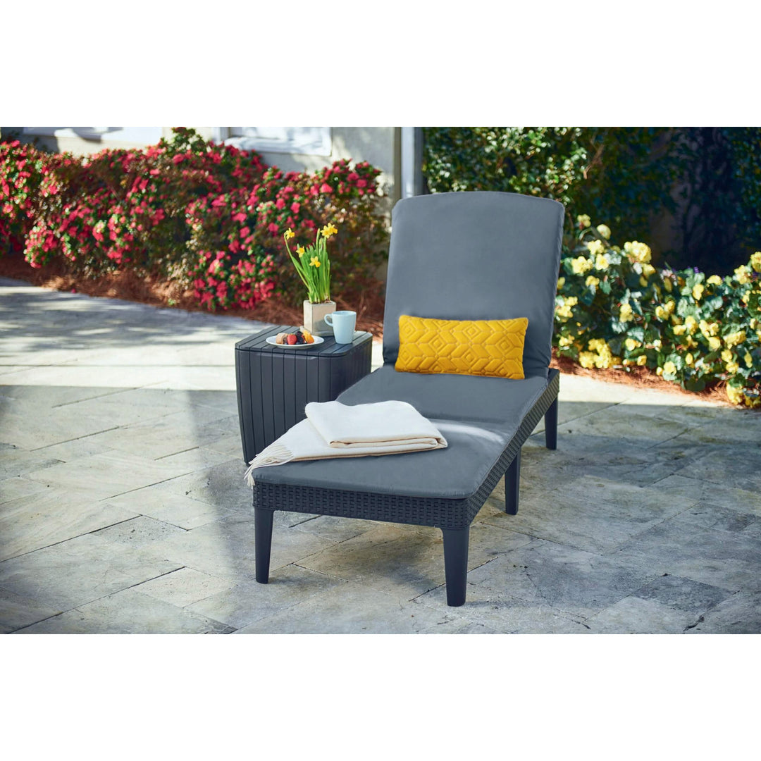 Cojín para tumbona Jaipur, color gris oscuro, tejido S-500, tamaño 190 x 60 cm, dos sistemas de fijación, impermeable, lavable en su totalidad, S-49