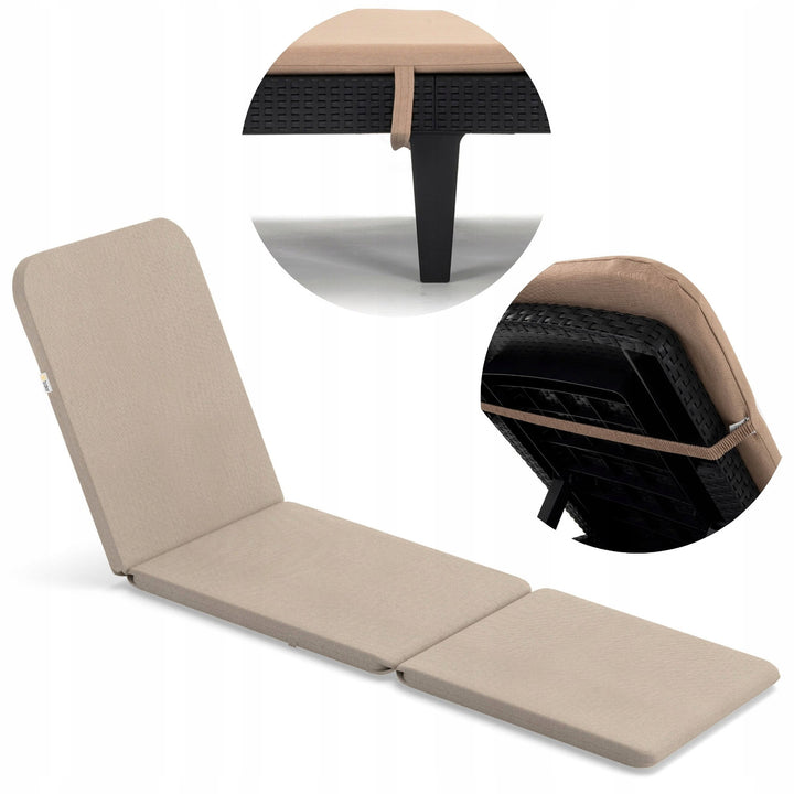 Cojín para tumbona Jaipur, color beige, tejido S-550 melange, tamaño 190 x 60 cm, dos sistemas de fijación, impermeable, lavable en su totalidad, melange S-21
