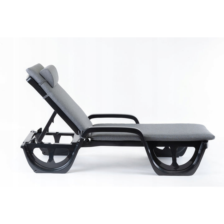 Cojín para tumbona Madera, color gris, tejido S-550 melange, tamaño 190 x 55 cm, sujeción con cinta elástica, impermeable, melange S-23