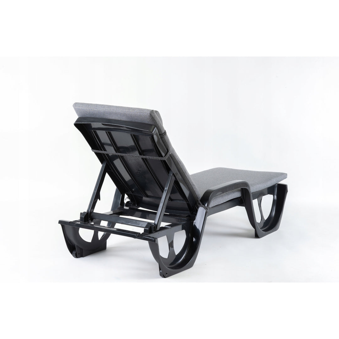 Cojín para tumbona Madera, color gris, tejido S-550 melange, tamaño 190 x 55 cm, sujeción con cinta elástica, impermeable, melange S-23