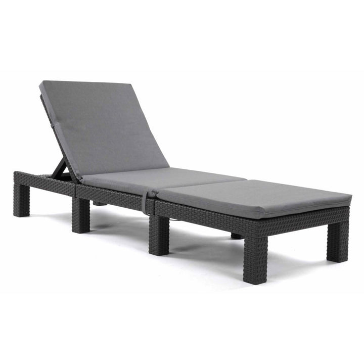 Cojín para tumbona Daytona, color gris, tejido S-550 Melange, tamaño 192 x 64 cm, sujeción con cinta elástica, impermeable, Melange S-23