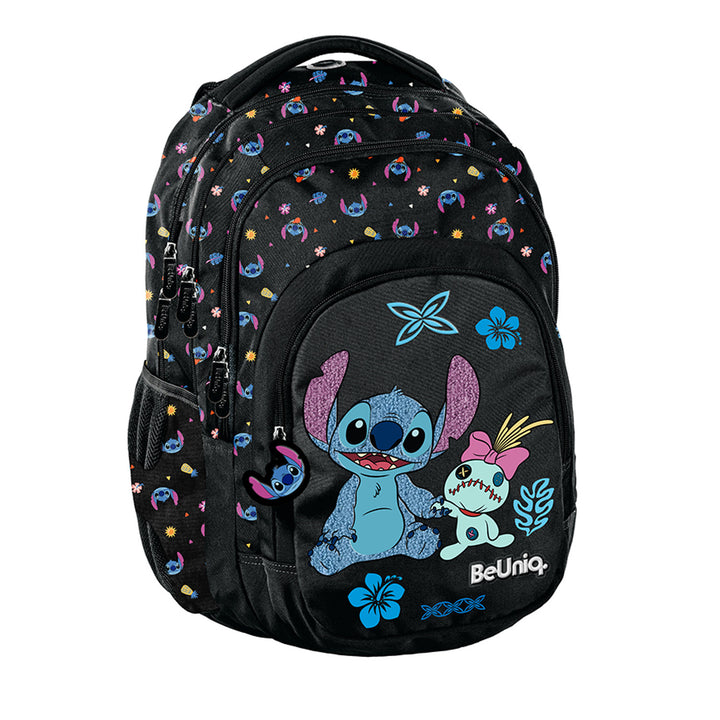 Set escolar Stitch Paso, mochila con tres compartimentos, compartimento para el portátil y base reforzada, estuche con gomas elásticas para el material escolar, bolsa para zapatos que se puede llevar a la espalda, DS26MM