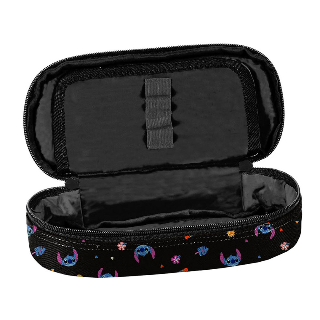 Set escolar Stitch Paso, mochila con tres compartimentos, compartimento para el portátil y base reforzada, estuche con gomas elásticas para el material escolar, bolsa para zapatos que se puede llevar a la espalda, DS26MM