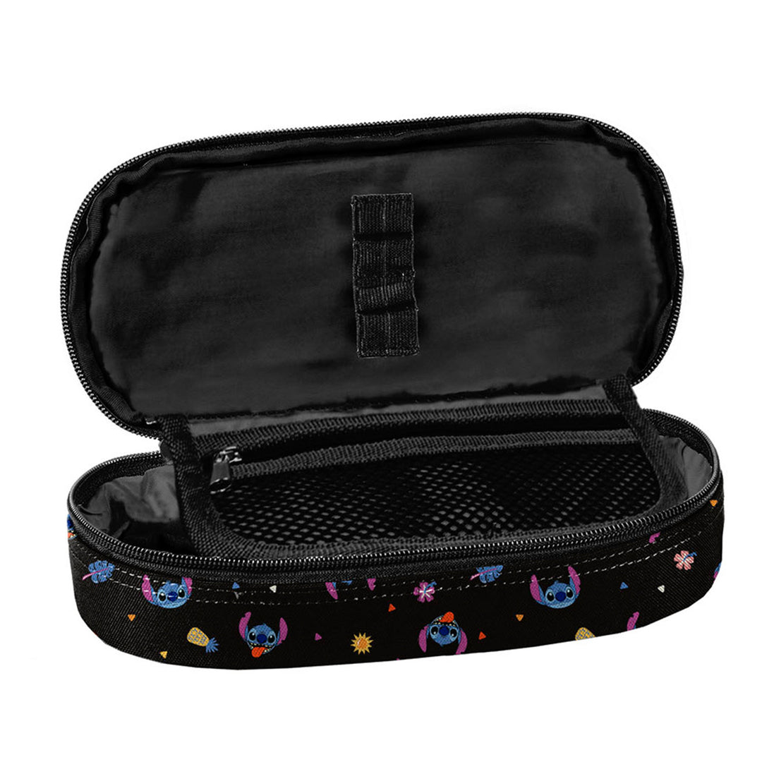 Set escolar Stitch Paso, mochila con tres compartimentos, compartimento para el portátil y base reforzada, estuche con gomas elásticas para el material escolar, bolsa para zapatos que se puede llevar a la espalda, DS26MM