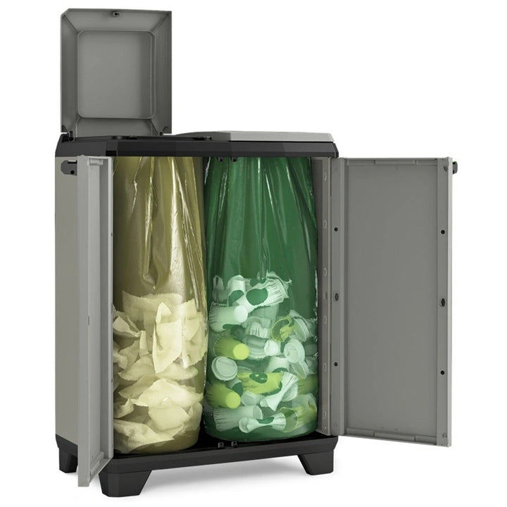 Armario para la clasificación de residuos Keter Planet, capacidad de 2 x 110 l, color gris, 68 x 39 x 92 cm, 246640