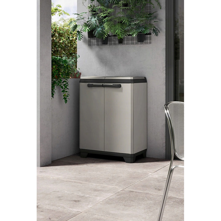 Armario para la clasificación de residuos Keter Planet, capacidad de 2 x 110 l, color gris, 68 x 39 x 92 cm, 246640