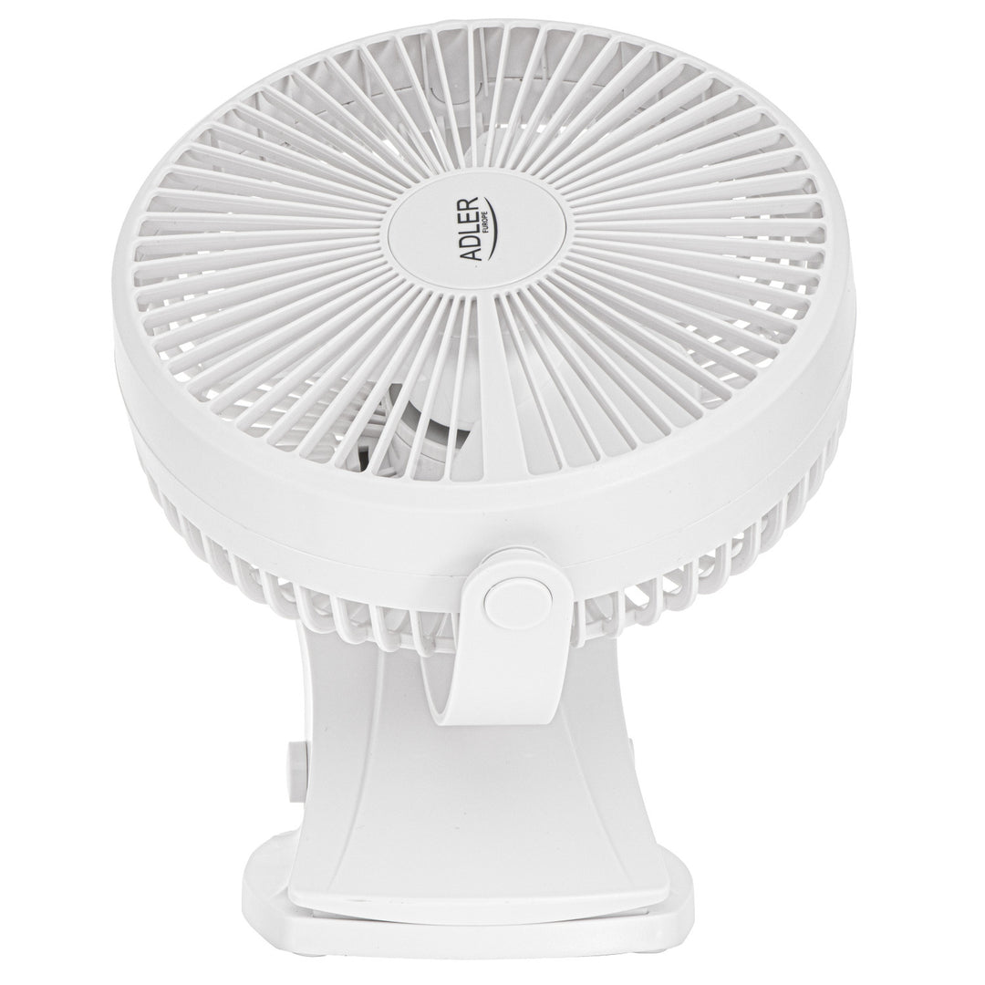 Ventilador de mesa con clip, recargable, 15,5 cm, giro de 360°, USB-C, Adler
