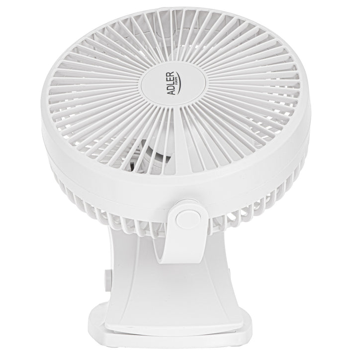 Ventilador de mesa con clip, recargable, 15,5 cm, giro de 360°, USB-C, Adler