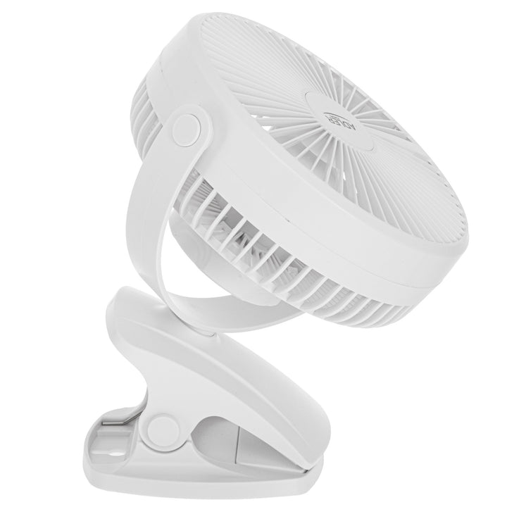 Ventilador de mesa con clip, recargable, 15,5 cm, giro de 360°, USB-C, Adler