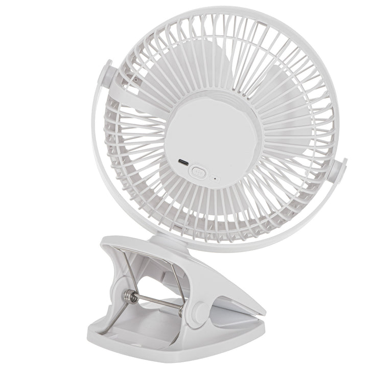 Ventilador de mesa con clip, recargable, 15,5 cm, giro de 360°, USB-C, Adler