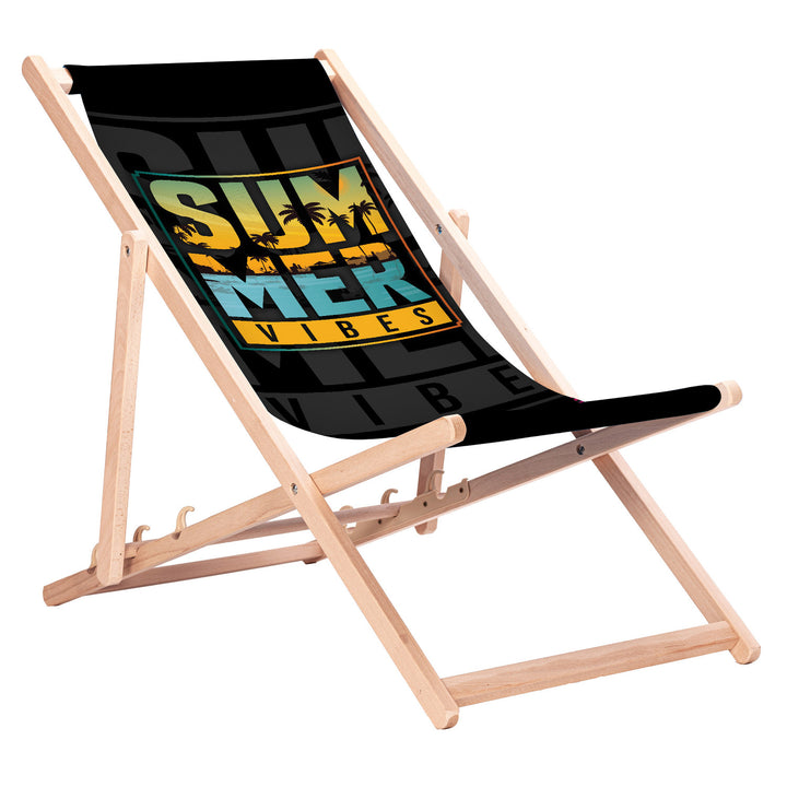 Tumbona clásica de haya GreenBlue GB183 con estampado «Summer Vibes»