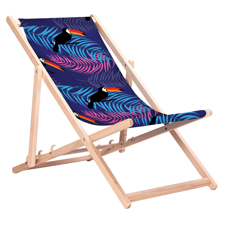 Tumbona clásica de haya GreenBlue GB183 con estampado de tucán