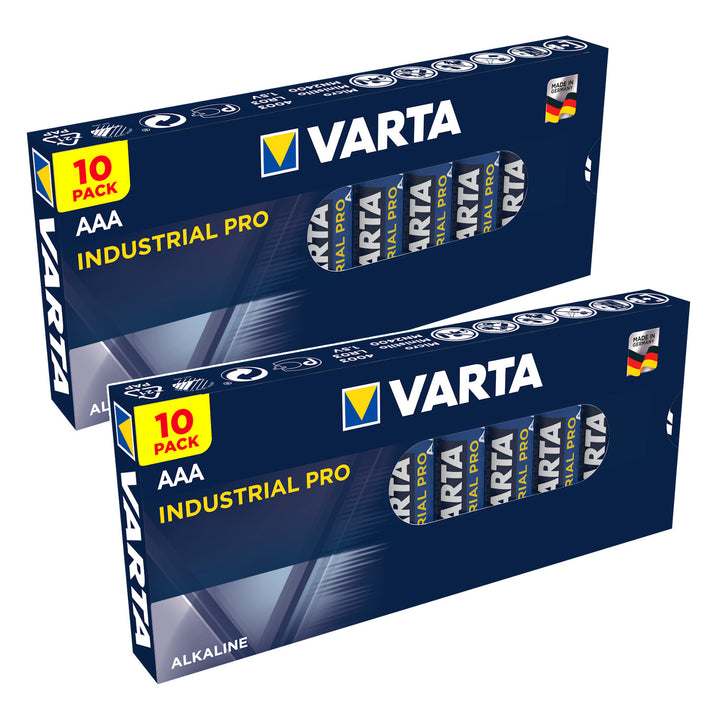 20 pilas alcalinas R-03 LR03 AAA Varta Industrial 4003
