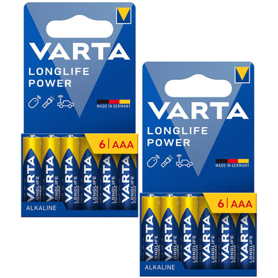 12 pilas R-03, R03, AAA, LR06 de 1,5 V VARTA Longlife Power alcalinas