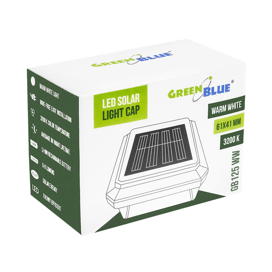 Lámpara LED solar para poste GreenBlue, 60 x 40 mm, cubierta en forma de sobre, 3200 K, GB125 WW, 2 unidades