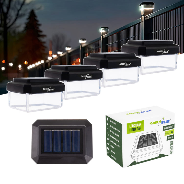 Lámpara LED solar para poste GreenBlue, 60 x 40 mm, cubierta en forma de sobre, 3200 K, GB125 WW, 4 unidades