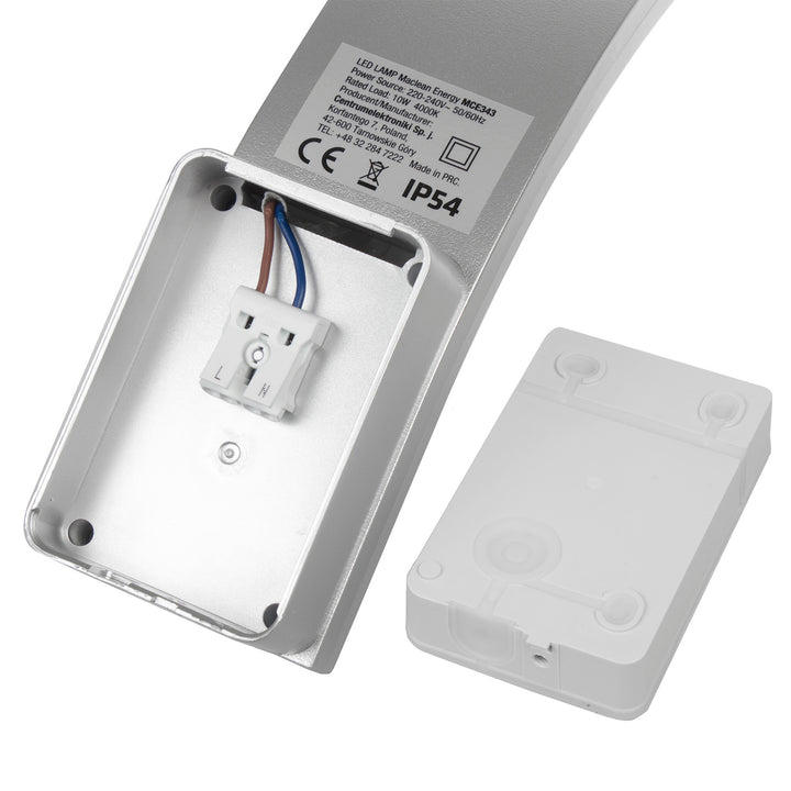 Lámpara LED para fachadas Maclean, 800 lm, IP54, 10 W, luz blanca natural (4000 K), color plateado, MCE343 SV, 2 unidades