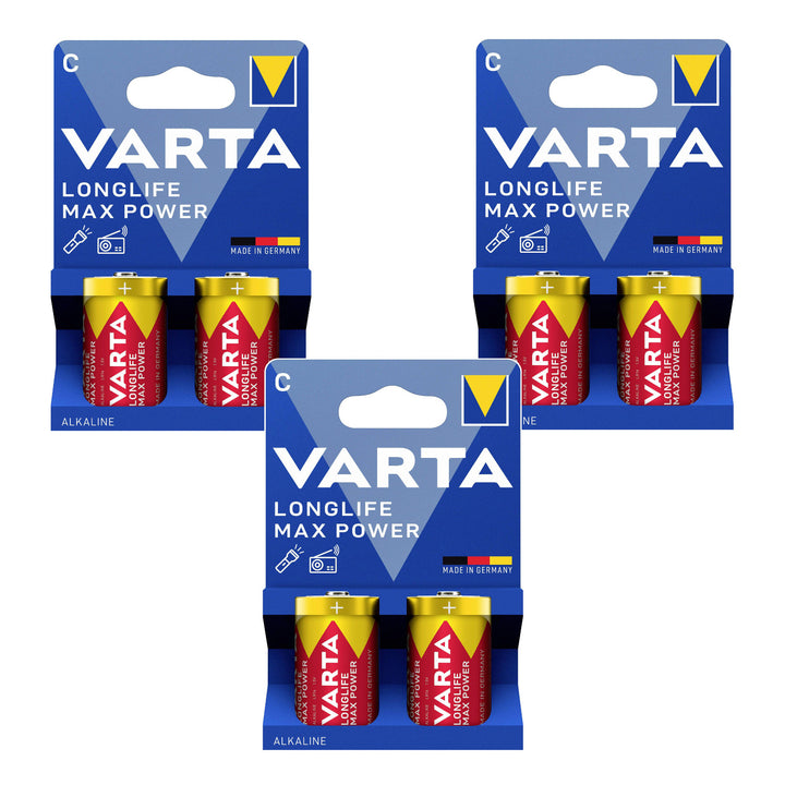 6 pilas R-14 R14 C alcalinas de 1,5 V Varta Longlife Max Power