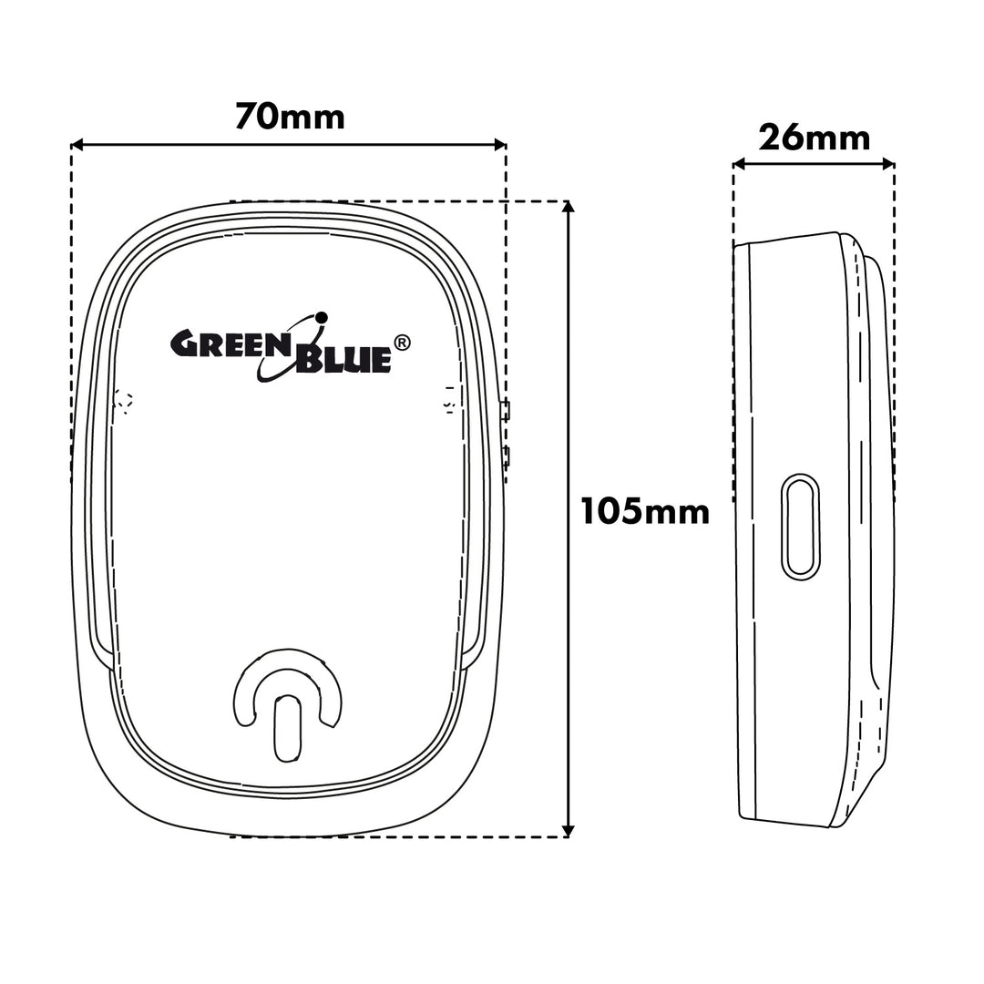 Timbre inalámbrico GreenBlue, 38 melodías, 90 dB, blanco, alcance de hasta 200 m, GB404 W