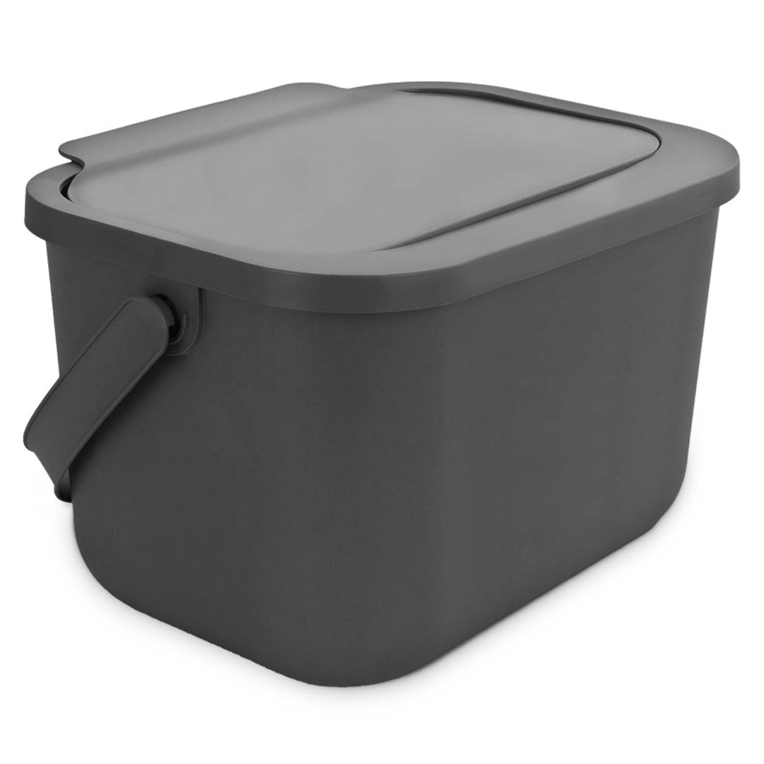 Contenedor para residuos orgánicos de 6 l, color gris, Bini Practic + 5 filtros de carbón Practic