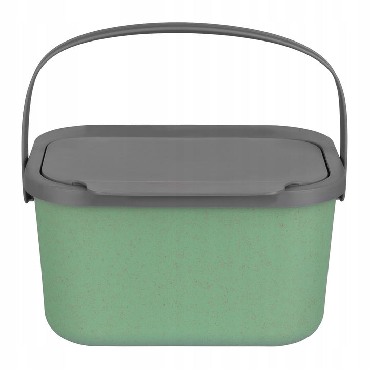 Contenedor para residuos orgánicos, capacidad de 4,5 litros, verde con tapa gris, Mini Bini + 5 filtros de carbón Practic