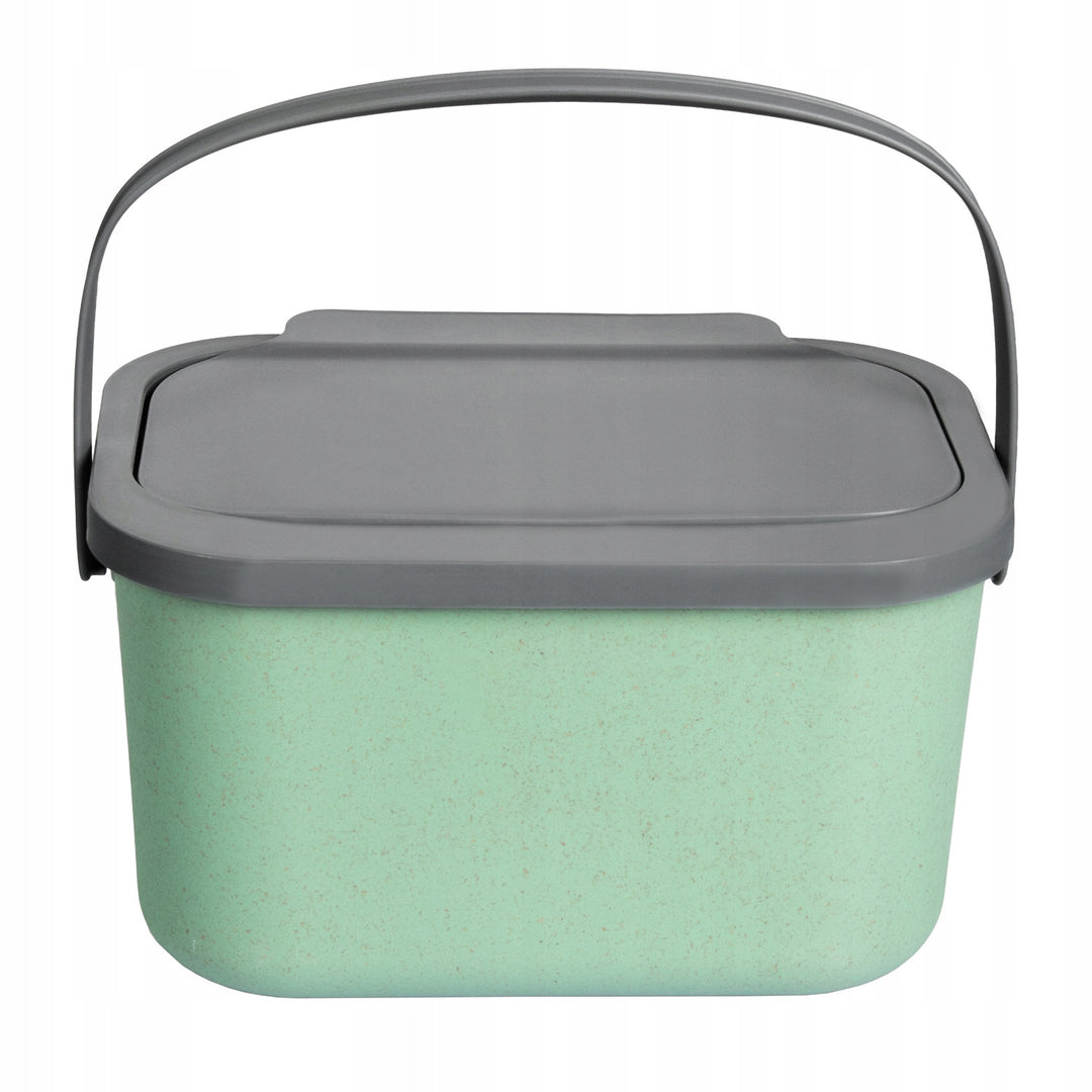 Contenedor para residuos orgánicos, capacidad de 4,5 litros, verde con tapa gris, Mini Bini + 5 filtros de carbón Practic