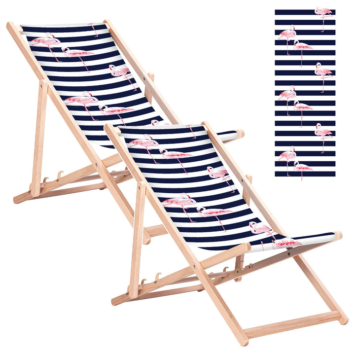 Tumbona clásica de haya GreenBlue GB183 con estampado Flaming, 2 unidades