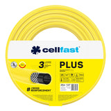 Manguera de jardín Cellfast Plus de 1/2" y 25 m + soporte para manguera Cellfast gris + kit con aspersor recto Cellfast Basic de 1/2"