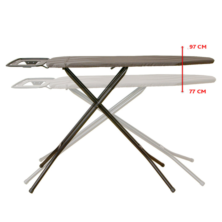 Tabla de planchar Vileda Total Reflect Ultimate, funda 100 % de algodón, devuelve el calor y el vapor a los tejidos, altura regulable, base XXL, 183416