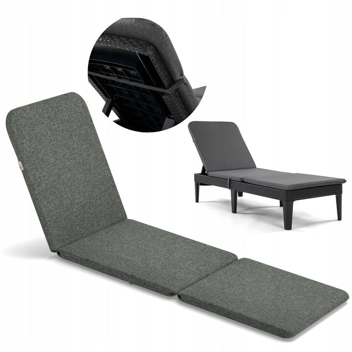 Cojín para tumbona Jaipur, color gris oscuro, tejido S-550, tamaño 190 x 60 cm, dos sistemas de fijación, impermeable, lavable en su totalidad, Jaipur Melange S-02A
