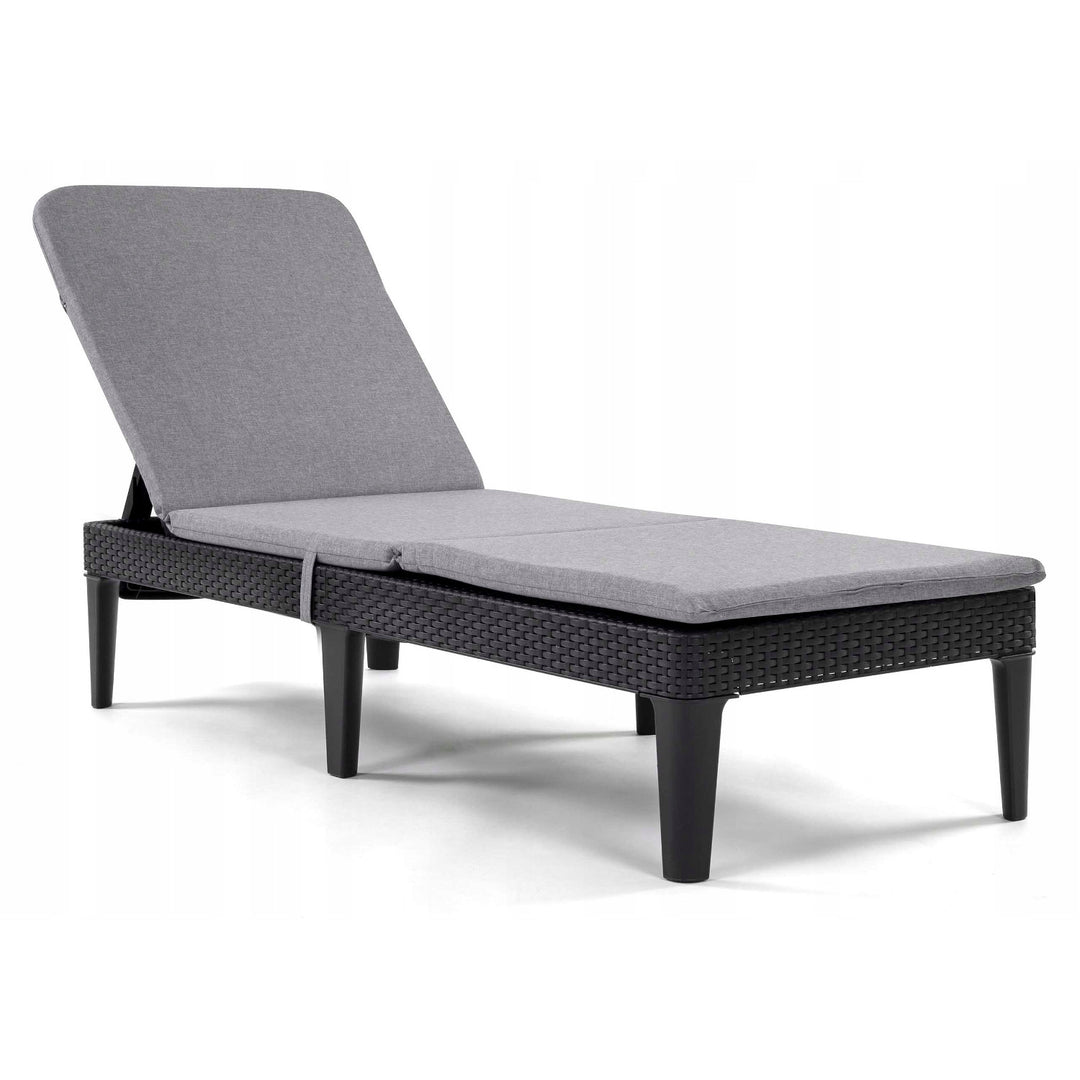 Cojín para tumbona Jaipur, color gris, tejido S-550, tamaño 190 x 60 cm, dos sistemas de fijación, impermeable, lavable en su totalidad, Jaipur Melange S-03