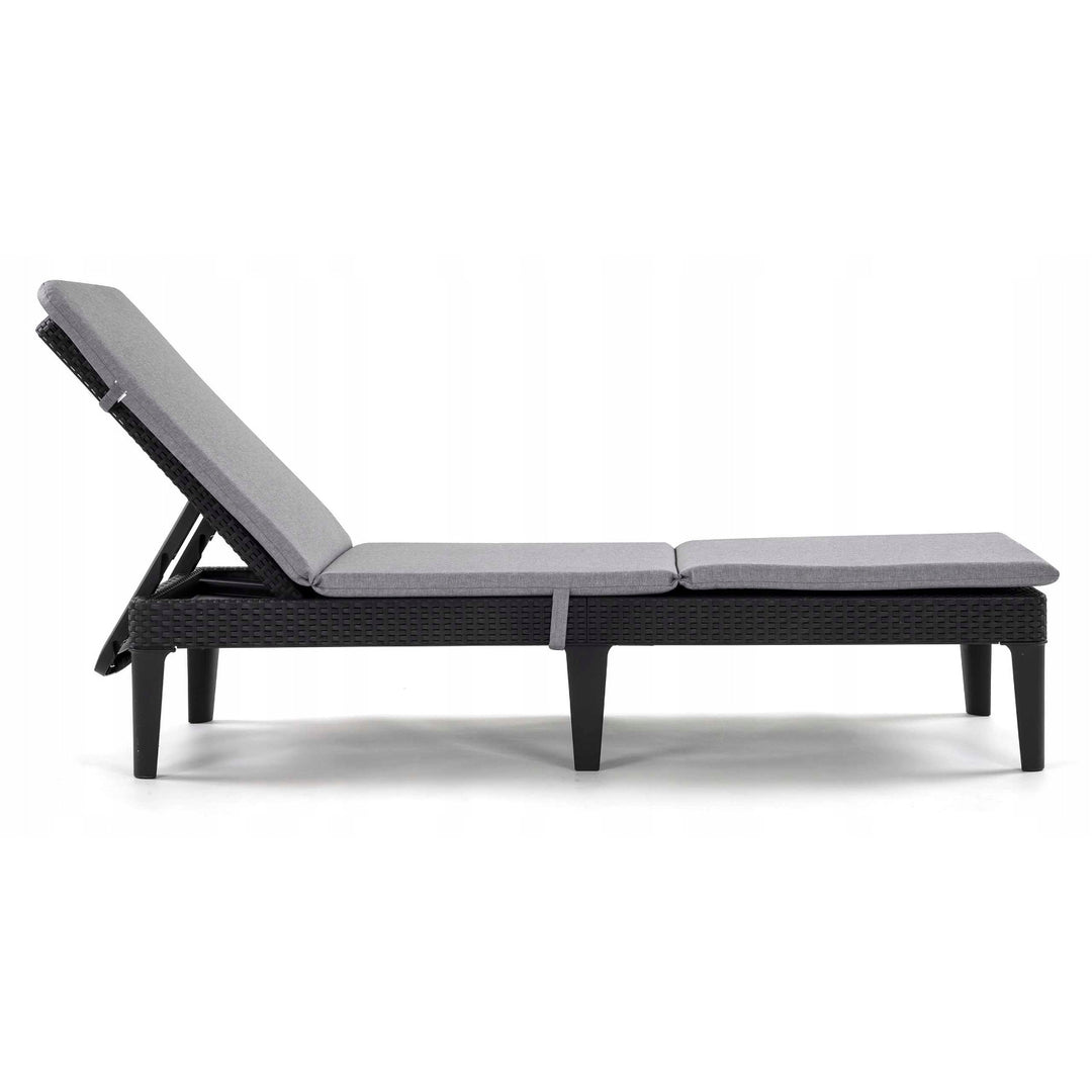 Cojín para tumbona Jaipur, color gris, tejido S-550, tamaño 190 x 60 cm, dos sistemas de fijación, impermeable, lavable en su totalidad, Jaipur Melange S-03