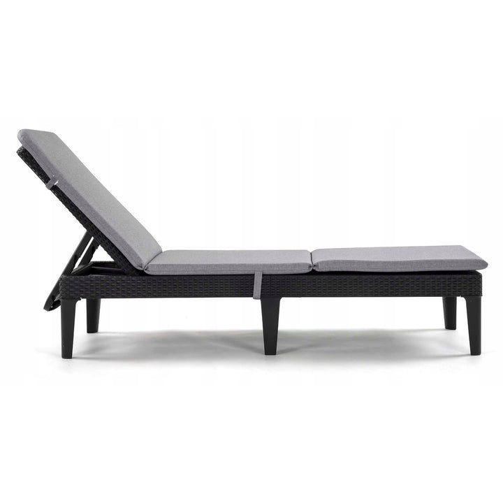 Cojín para tumbona Jaipur, color gris, tejido S-550, tamaño 190 x 60 cm, dos sistemas de fijación, impermeable, lavable en su totalidad, Jaipur Melange S-03