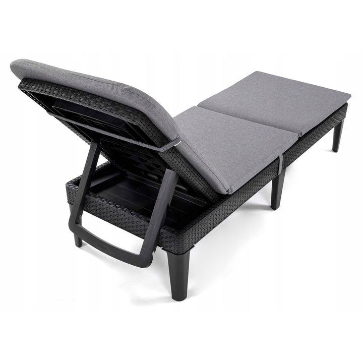 Cojín para tumbona Jaipur, color gris, tejido S-550, tamaño 190 x 60 cm, dos sistemas de fijación, impermeable, lavable en su totalidad, Jaipur Melange S-03