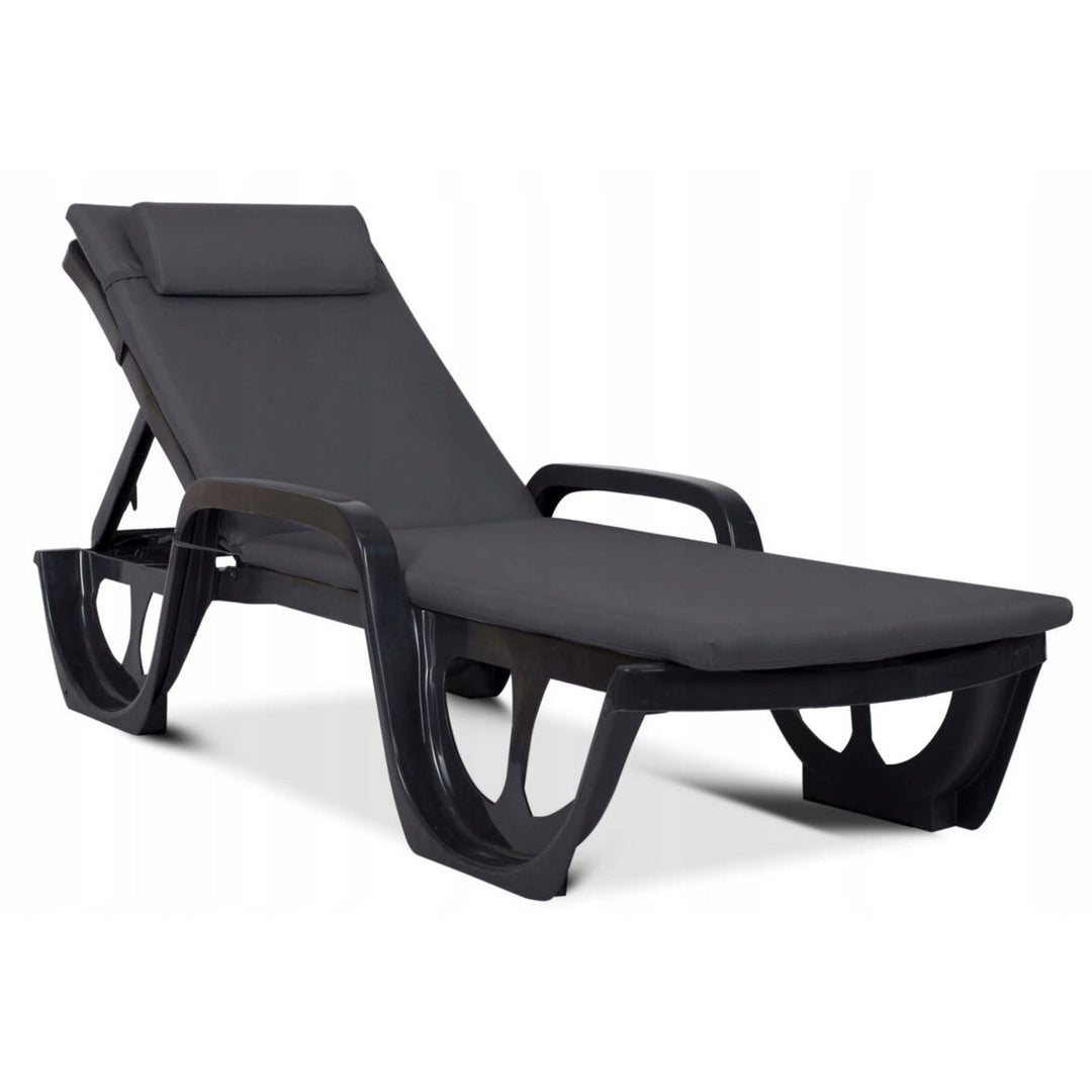 Cojín para tumbona Madera, color gris oscuro, tejido S-500, tamaño 190 x 55 cm, sujeción con correa de goma, impermeable, Madera S-49