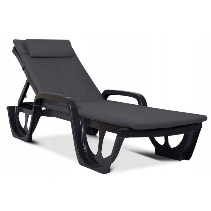 Cojín para tumbona Madera, color gris oscuro, tejido S-500, tamaño 190 x 55 cm, sujeción con correa de goma, impermeable, Madera S-49