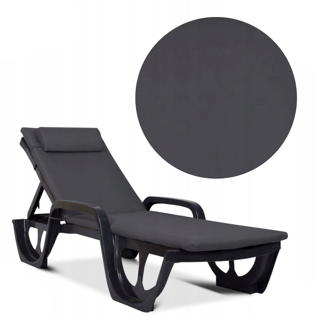 Cojín para tumbona Madera, color gris oscuro, tejido S-500, tamaño 190 x 55 cm, sujeción con correa de goma, impermeable, Madera S-49