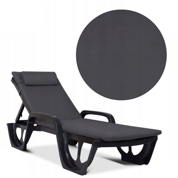 Cojín para tumbona Madera, color gris oscuro, tejido S-500, tamaño 190 x 55 cm, sujeción con correa de goma, impermeable, Madera S-49