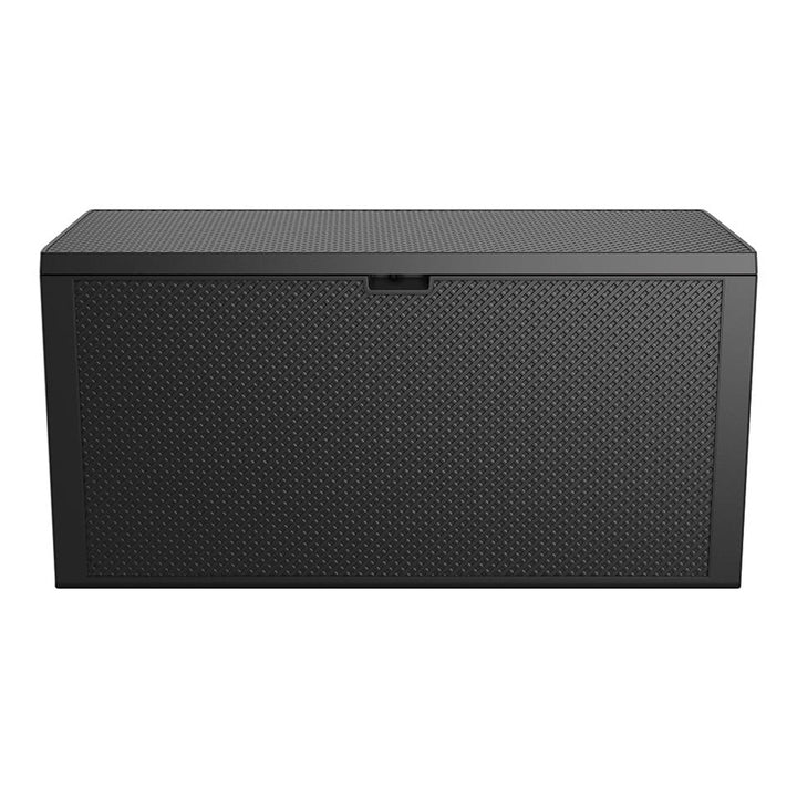 Caja de jardín Keter Emily, capacidad de 277 l, color antracita, carga máxima de 20 kg, resistente a la intemperie, con asas y ruedas, 249722