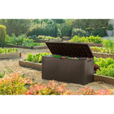 Caja de jardín Keter Emily, capacidad de 277 l, color marrón, carga máxima de 20 kg, resistente a la intemperie, con asas y ruedas, 249719