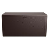 Caja de jardín Keter Emily, capacidad de 277 l, color marrón, carga máxima de 20 kg, resistente a la intemperie, con asas y ruedas, 249719