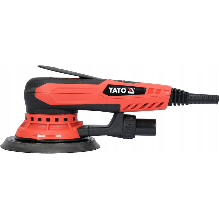 Lijadora excéntrica Yato, 150 mm, potencia de 350 W, velocidad de 4000-10 000 rpm, longitud del cable de 3 m, posibilidad de conectar un aspirador, YT-82206