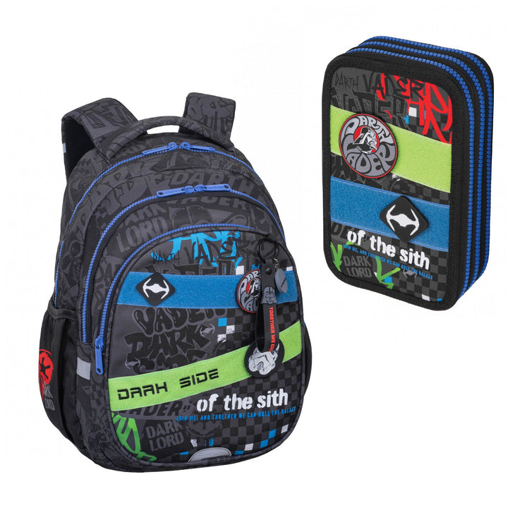 Set escolar Star Wars Coolpack, mochila Jerry de 3 compartimentos (15") con espalda contorneada y tirantes ajustables, y estuche Jumper 3 con accesorios