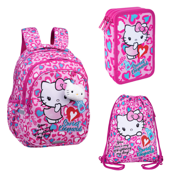 Set escolar Hello Kitty Coolpack, mochila Jerry de 3 compartimentos (15"), estuche Jumper 3 con accesorios y bolsa de deporte para zapatillas