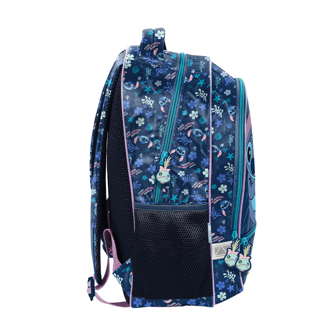 Set escolar Stitch Paso, mochila con dos compartimentos, elementos reflectantes y espalda rígida, estuche sin material y con asas para los utensilios, bolsa para zapatos que se puede colgar a la espalda, DS26XX