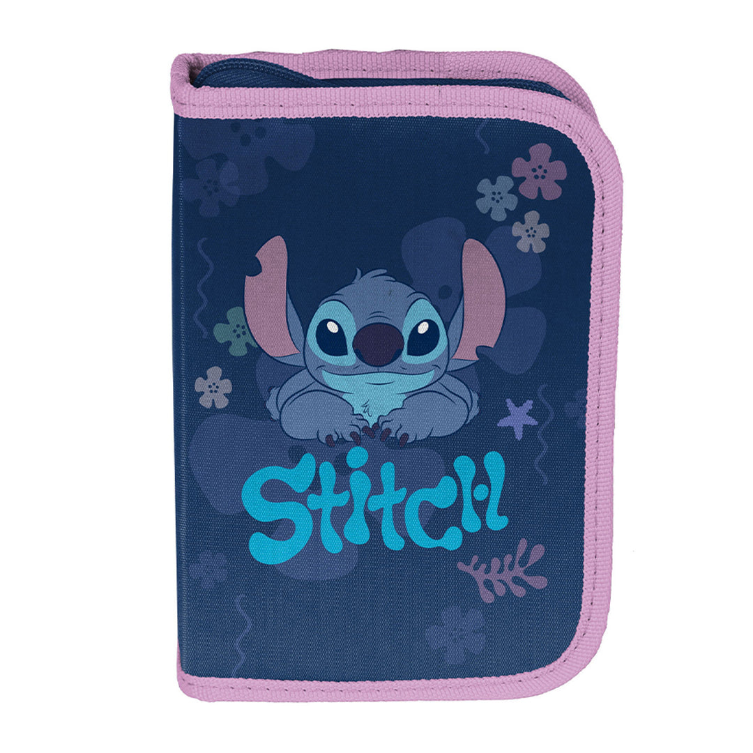 Set escolar Stitch Paso, mochila con dos compartimentos, elementos reflectantes y espalda rígida, estuche sin material y con asas para los utensilios, bolsa para zapatos que se puede colgar a la espalda, DS26XX