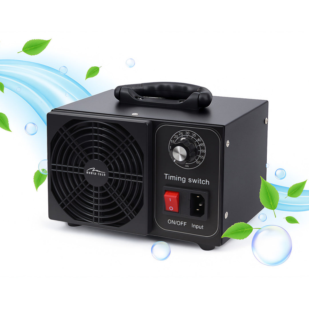 Generador de ozono profesional para la desinfección y purificación del aire, Mediatech, Emisión de ozono: 60 000 mg/h, temporizador, potencia: 140 W, carcasa metálica