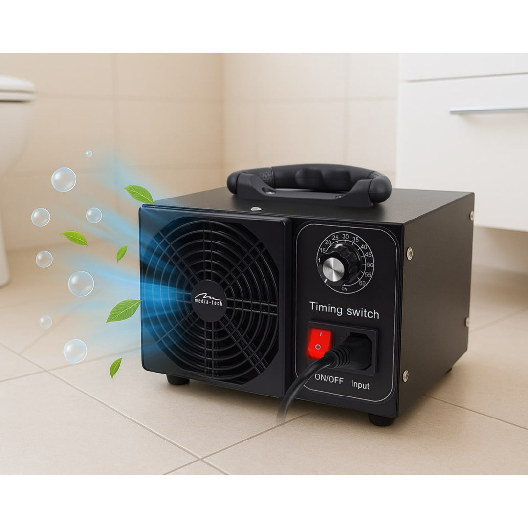 Generador de ozono profesional para la desinfección y purificación del aire, Mediatech, Emisión de ozono: 60 000 mg/h, temporizador, potencia: 140 W, carcasa metálica