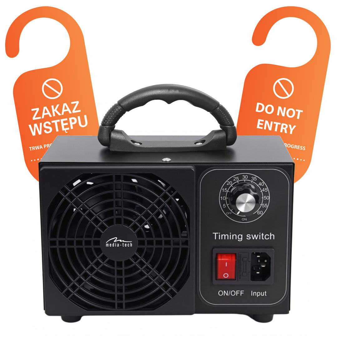 Generador de ozono profesional para la desinfección y purificación del aire, Mediatech, Emisión de ozono: 60 000 mg/h, temporizador, potencia: 140 W, carcasa metálica